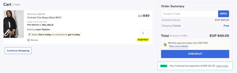 Noon-Egypt-Cart-page